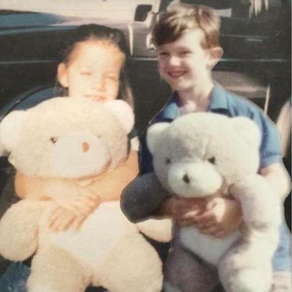 a mash-up of little Rox and George with their fave teds