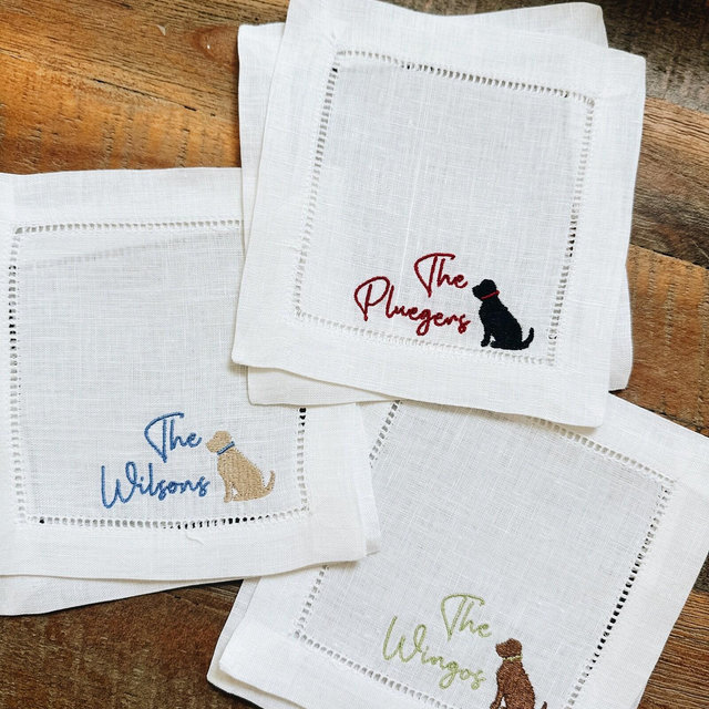Simple Last Name With Lab Linen Cocktail Napkins