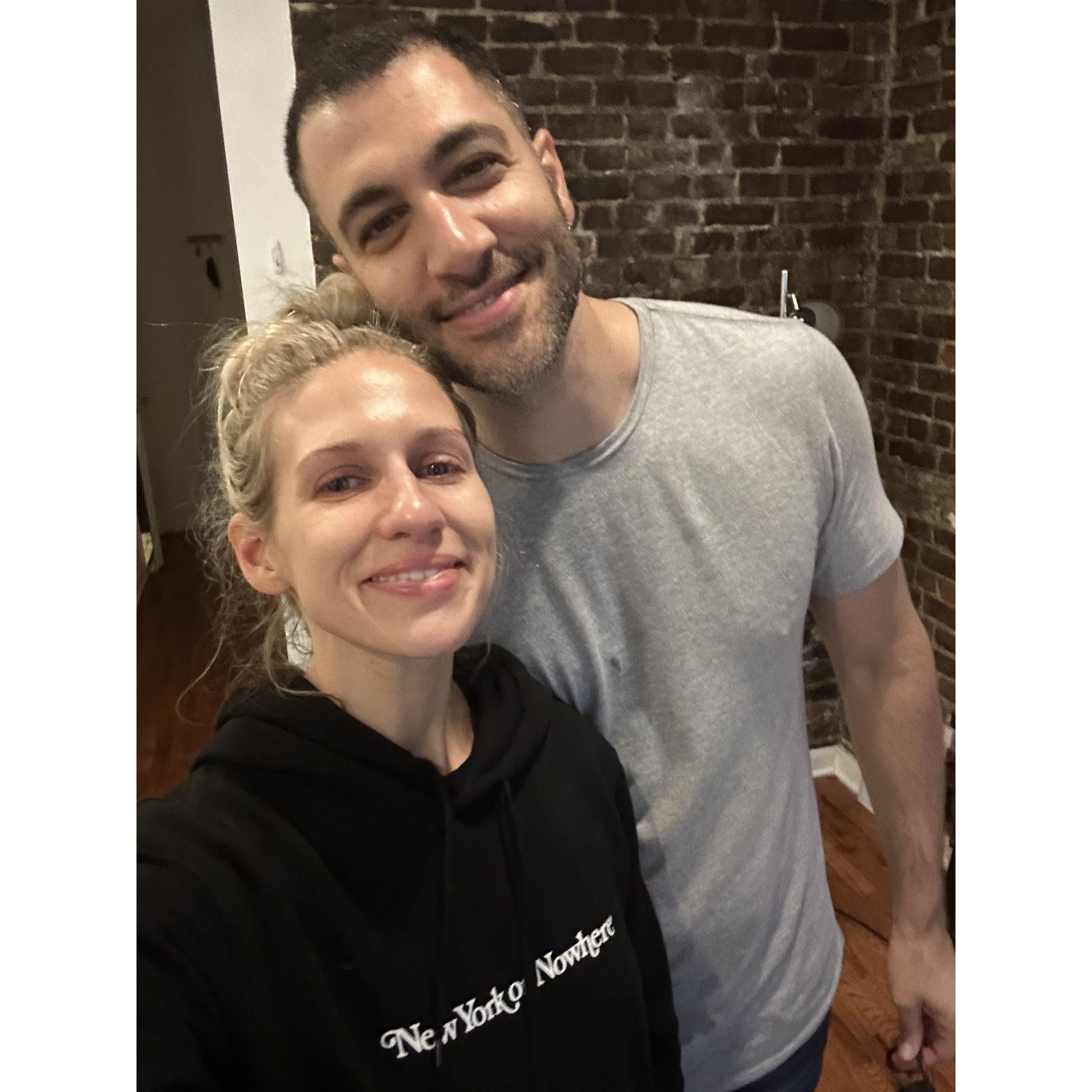 The day Olivia officially moved out of her apartment in NYC to move to Rosslyn with Faris. If you look closely you can see Olivia's (bittersweet) tears forming.