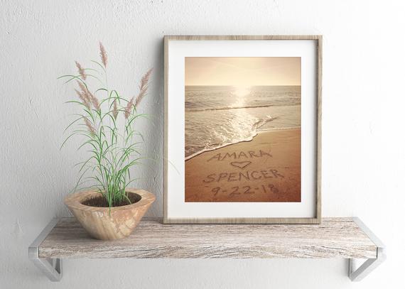 Personalized Beach Print, Personalized Gift, Beach Decor, Wedding Print, Anniversary Gift, Wall Decor, Beach House Art, Personalized Wedding