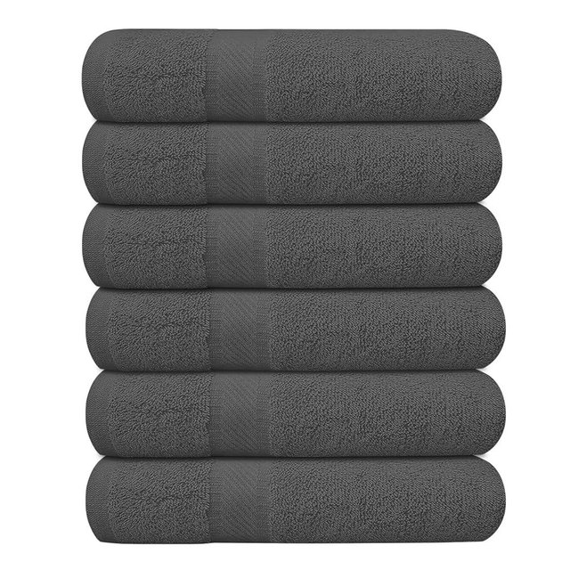 KAHAF COLLECTION Bath Towels Pack of 6 (Grey, Pack of 6 (27''x54''))