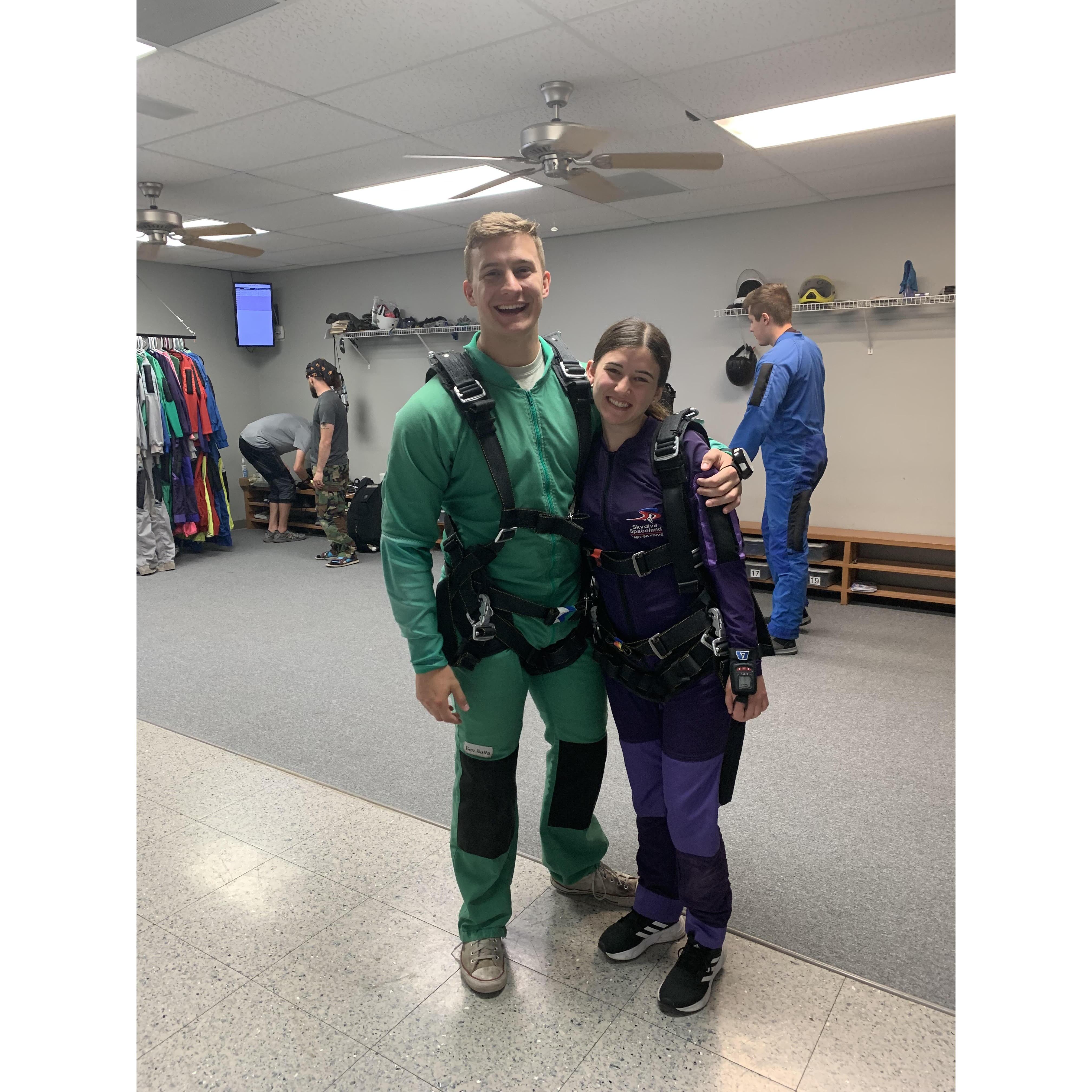 Right before we jumped out of an airplane.
