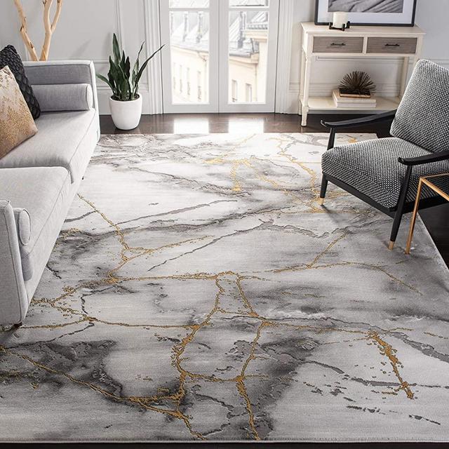SAFAVIEH Craft Collection CFT877F Modern Abstract Non-Shedding Living Room Bedroom Dining Home Office Area Rug, 8' x 10', Grey / Gold