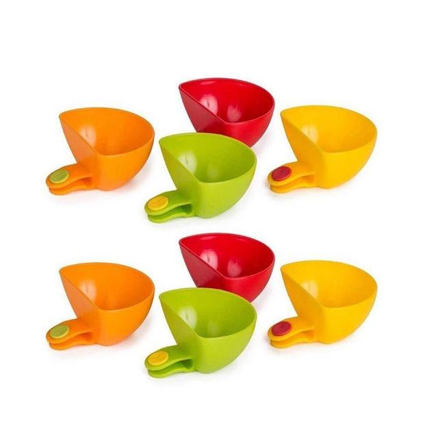 Dip Clip Bowl Plate Holder -8pcs Color Plastic Dish Chip And Dip Serving Set For Spice Tomato Sauce Salt Veggie Vinegar Ketchup Chips - Chip Clips Holders Cup Paper Plate Holder Condiment Cups Dipping