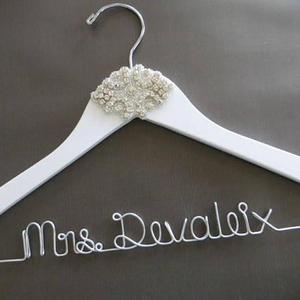 RHINESTONE Wedding Dress Hanger, Crystal Bride Hanger, WHITE