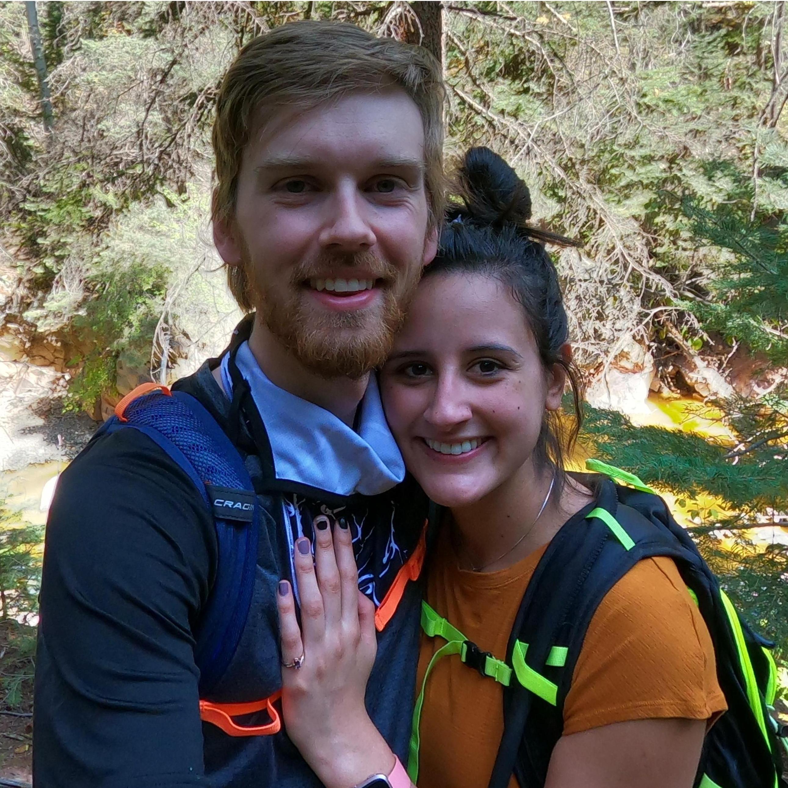 On the trail that Eric proposed. My fingers were too swollen so I wore the ring on my pinky the rest of the way.