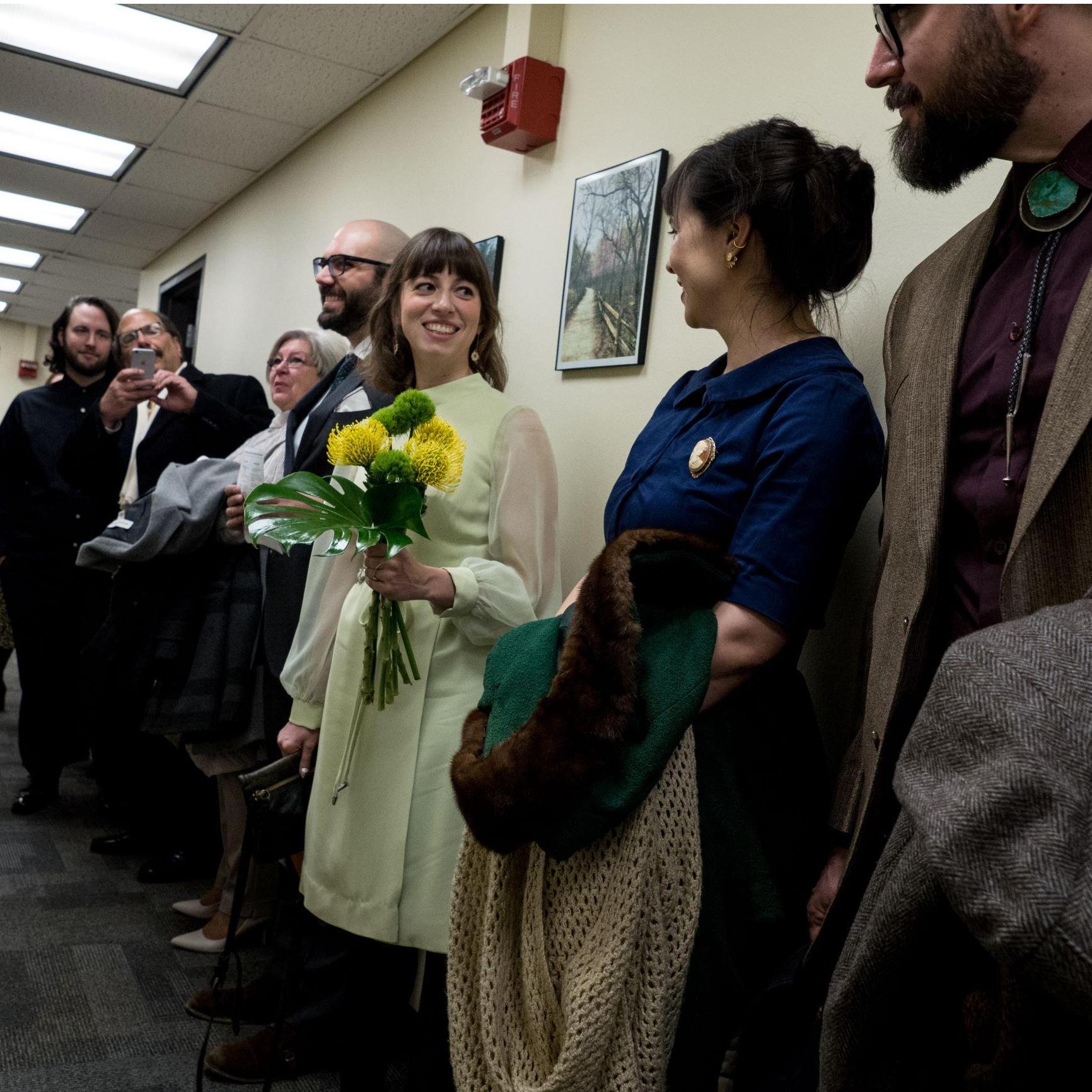 Waiting the romantic, glamorous marriage court line!