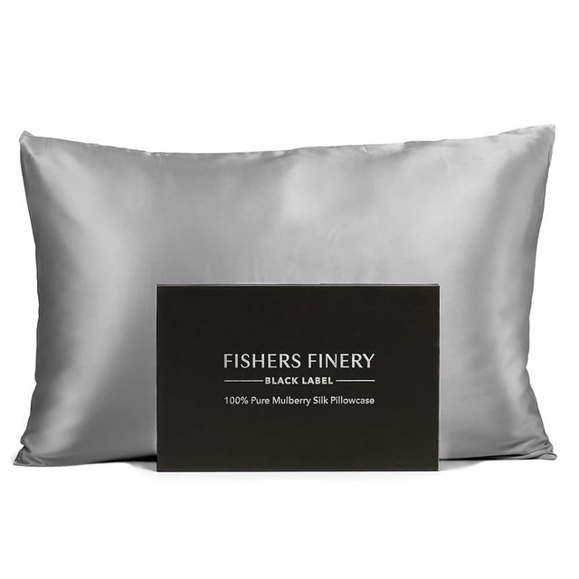 Fishers Finery 30mm 100% Pure Mulberry Silk Pillowcase, Good Housekeeping Quality Tested (Silver, Standard)