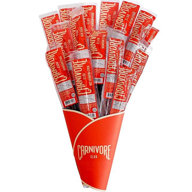 Carnivore Club Exotic Jerky Bouquet - Includes 20 Delicious Exotic Meat Sticks in 4 Flavors - Jerky Lover Gift - Fun Gift For Men and Women - Wild Game Sampler