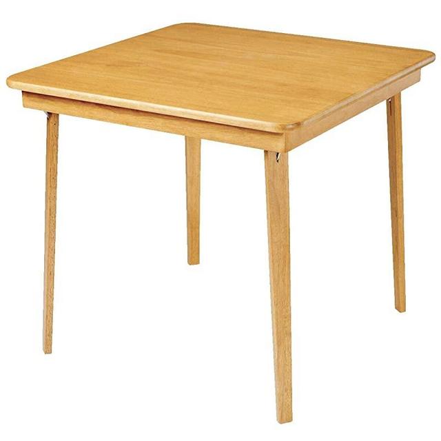Meco STAKMORE Straight Edge Folding Card Table Oak Finish