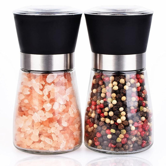 ErrandsHelper Salt and Pepper Grinder Set Spice Mill Refillable Grinders (2.5 inches x 5.1 inches)