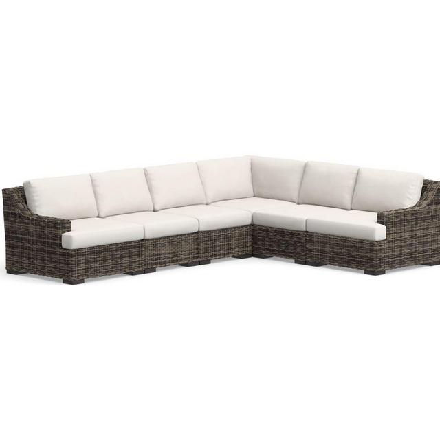 Huntington AWW 6-Pc Slope Arm Sectional Slipcover (1 Corner, 3 Armless, 1 LA/RA); Sunbrella; Natural