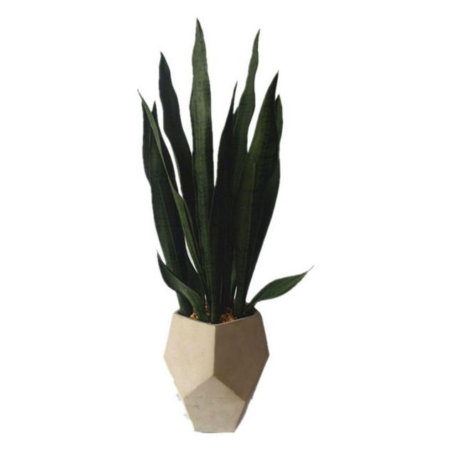 27-Inch Faux Sanseveria with Geo Cement Pot
