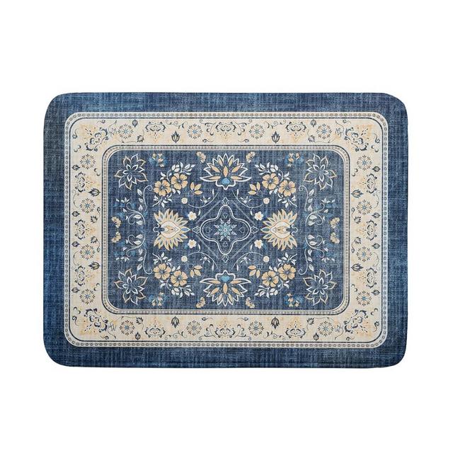 Blue Boho Dish Drying Mat for Kitchen Counter 18x24 Inch Fast Dry Drying Pad Vintage Floral Dish Drainer Rack Mats Coffee Bar Accessories