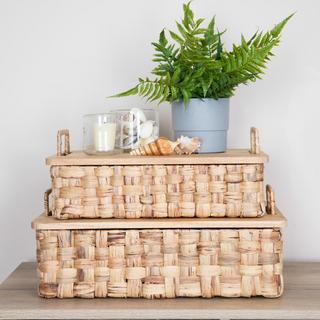2-Piece Stackable Hyacinth Basket with Lid