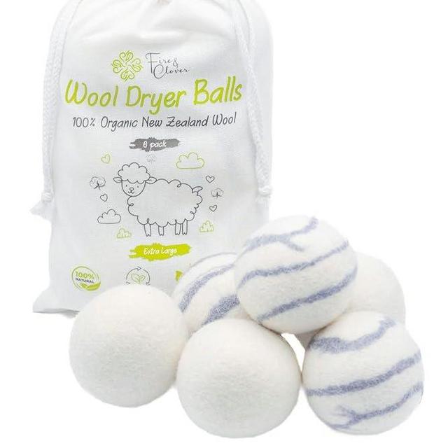 Organic Wool Dryer Balls Laundry Reusable [Set of 6] XL 100% New Zealand Wool Balls for Dryer - Dryer Ball -Natural Fabric Softener Ball -Laundry Balls for Dryer