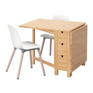 NORDEN / LEIFARNE Table and 2 chairs, birch, white