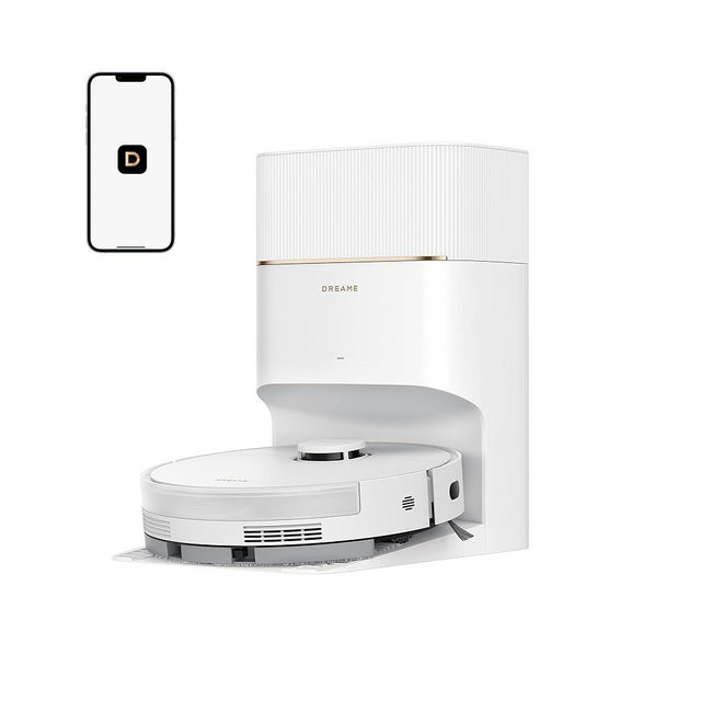 DREAME D20 Pro Plus Robot Vacuum, 13,000Pa Suction, DuoBrush for Pet Hair, Corner Cleaning, Self Emptying, LDS Navigation Laser Avoidance, Vacuum Mop, Hard Floors&Carpets, 5,200mAh Battery White
