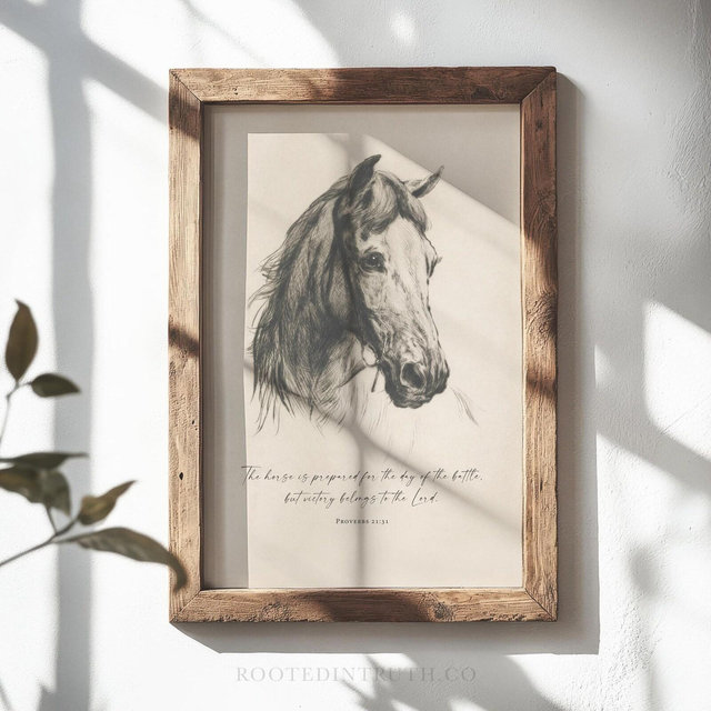 Horse Scripture Christian Wall Art Print, Scripture Prints, Vintage, Bible Verse, Artwork, Country, Proverbs, Printable, Digital