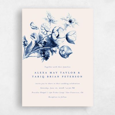 Dark Blue Wedding Invitation - Tulipier Portrait