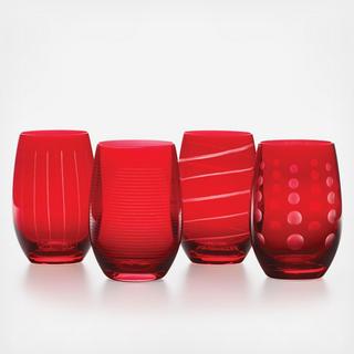 Cheers Ruby Stemless Wine Glass, Set of 4