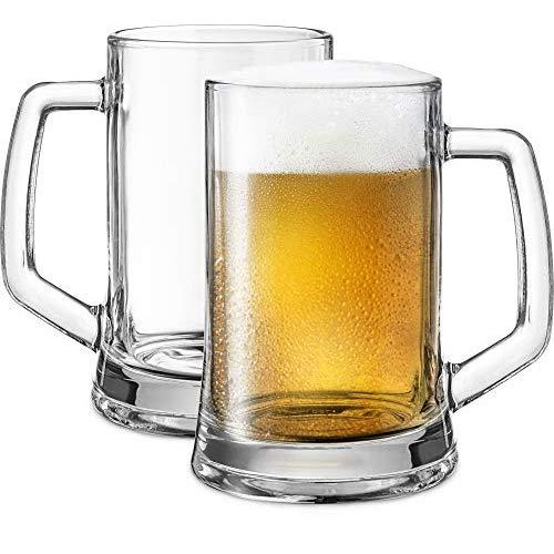 Beer Mugs, by KooK, Solid Glass, Large, Set of 2, 22oz