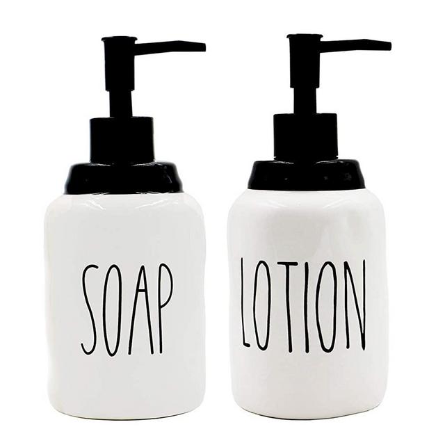 Gails Willing 2-Pack Ceramics Soap Dispenser for Kitchen and Bathroom, Ideal for Kitchen Dish Soap, Hand Soap, Essential Oil & Lotion(Lotion & SOAP)