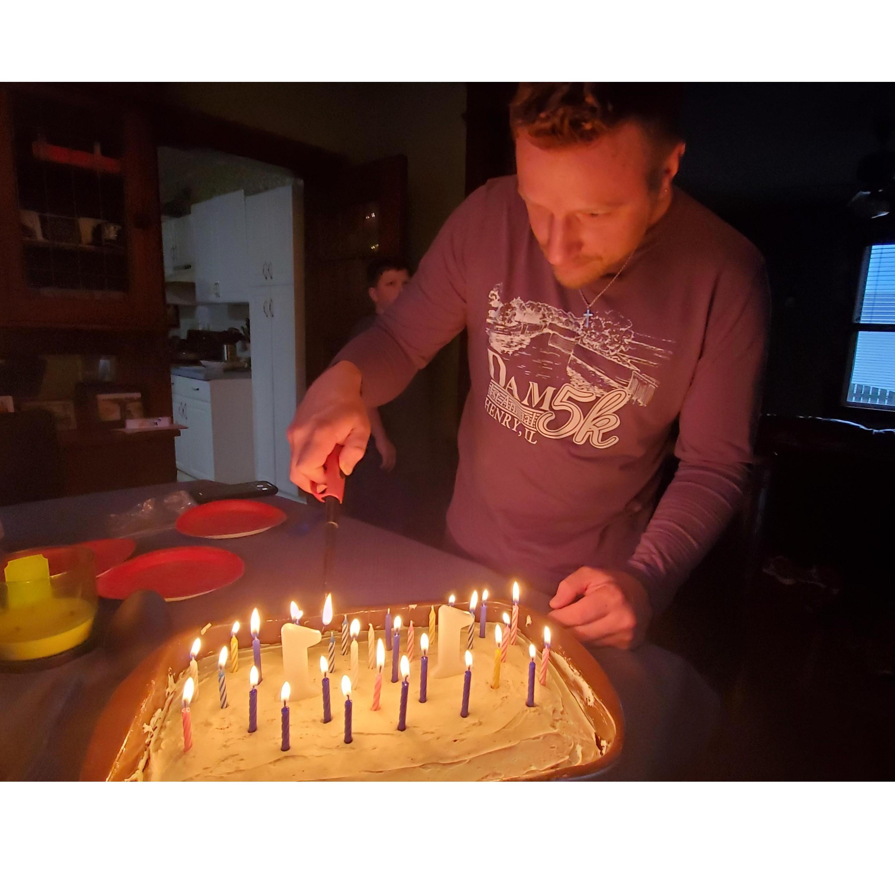 Aundrea's first birthday spent with Daniel and Corbin. When you don't have 31 candles, you improvise.