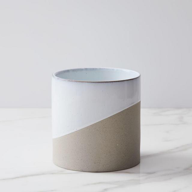 Pure Slope Planter, Concrete & Ceramic, Small, White