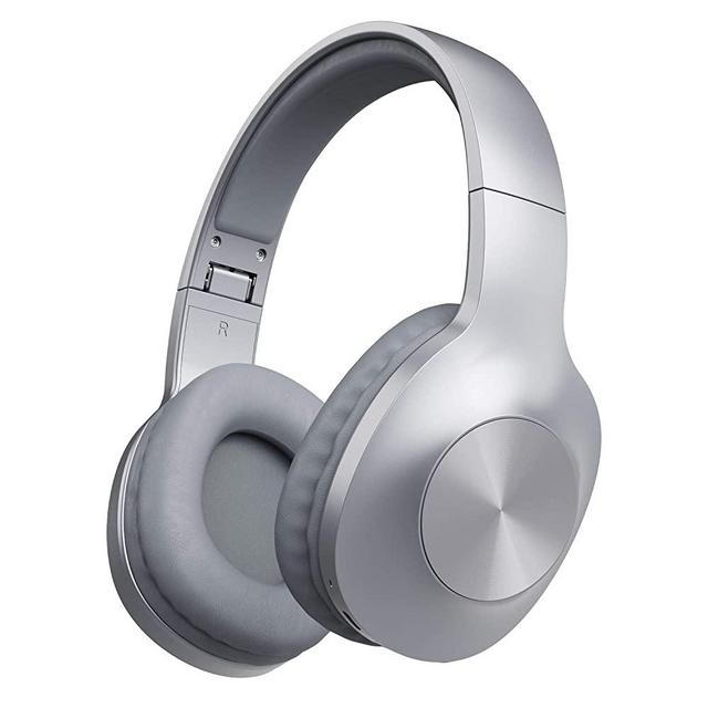Bluetooth Headphones, LETSCOM 100 Hours Playtime Wireless Headphones Over Ear with Deep Bass, Hi-Fi Sound and Soft Earpads,Built-in Mic Wired Headset for Cell Phones PC Tablet Home Office - Silver