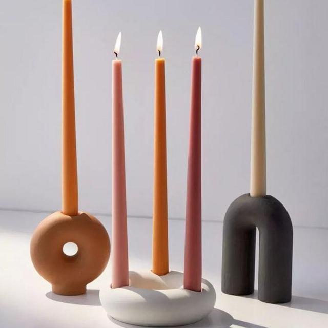 Ceramic Candle Holder Stick, Style 3 in Orange
