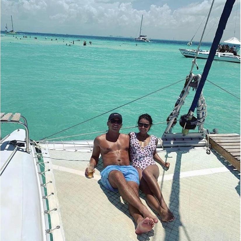 On a catamaran in Isla Mujeres