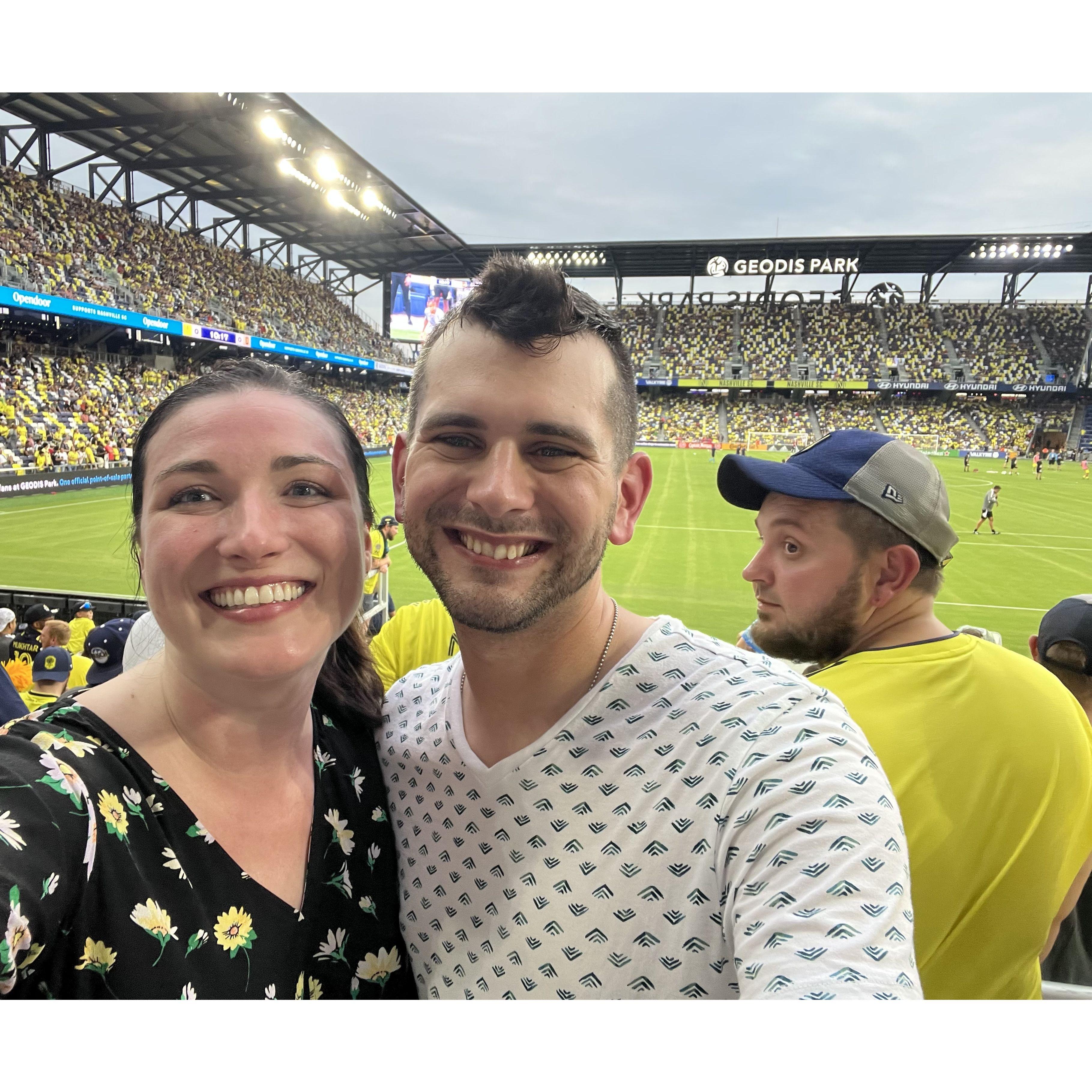 Our first photo as a couple. 

And a dude checking us out.