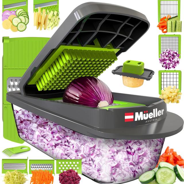 Mueller Austria Pro-Series 8 Blade Egg Slicer, Onion Mincer Chopper, Slicer, Vegetable Chopper, Cutter, Dicer, Vegetable Slicer with Container
