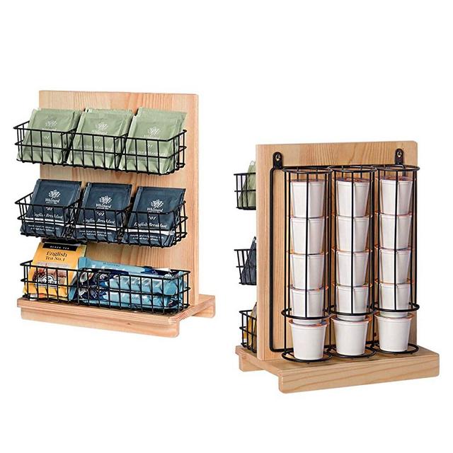 Tea Coffee Condiment Organizer,DIY Wall Mounted Tea Bag Condiment Storage&K Cup Holder for Using at Home,Break Room and Kitchen