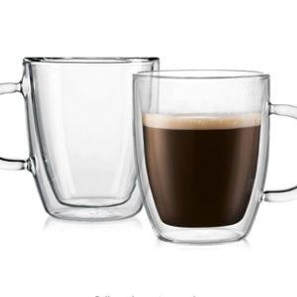 Bodum 10oz Bistro Double Wall Insulated Mug, Set of 2, Clear