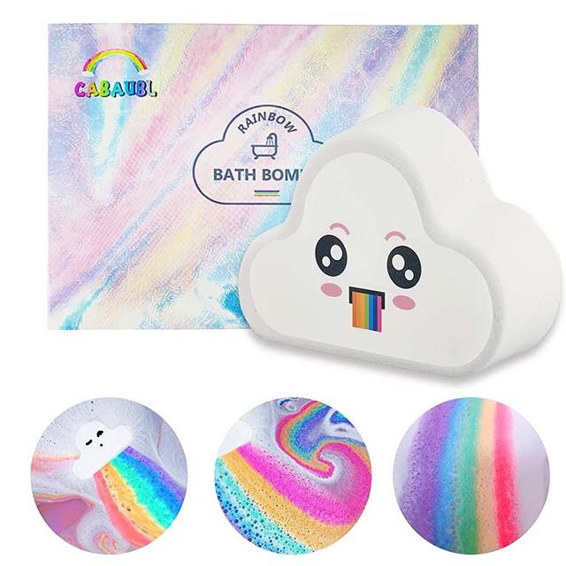 Rainbow Bath Bomb Gift Set, Organic & Natural Rainbow Cloud SPA Bath Bombs for Aromatherapy Relaxation Soak to Moisturize Skin, for Christmas Gifts for Women and Kids