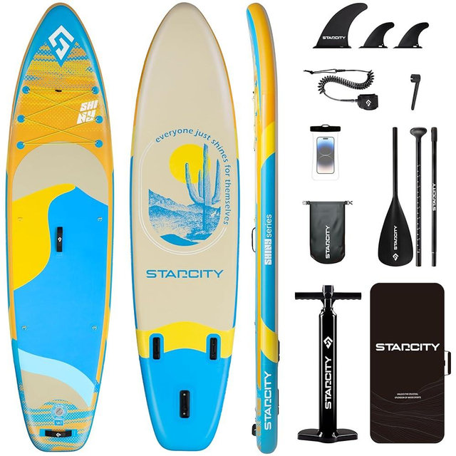 Starcity 11'x34*6" Blow Up Paddle Board, Inflatable Paddle Board, Spacious and Stable, Anti Slip and Easy to Operate, Large Size Suitable for Single Person/Family/Pet Use