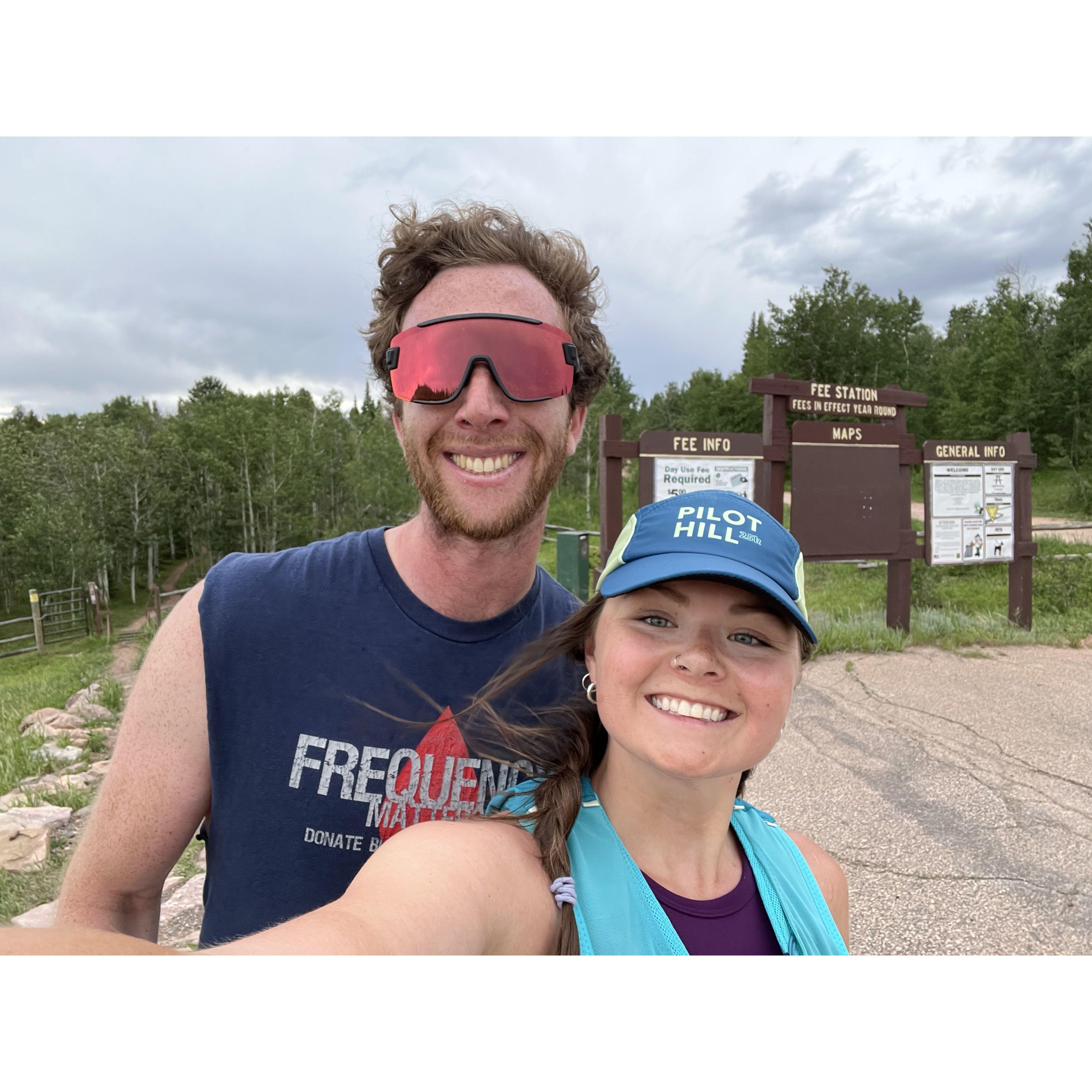 Running on our new favorite trails in Happy Jack outside Laramie