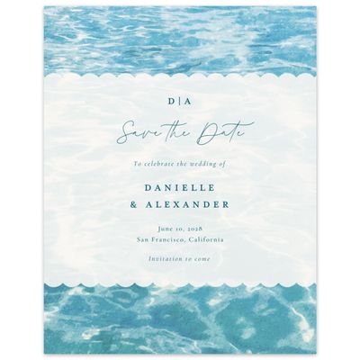 Teal Blue Wedding Digital Save the Date - Luve Portrait