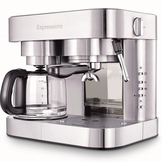 Espressione Stainless Steel Machine Espresso and Coffee Maker, 1.5 L