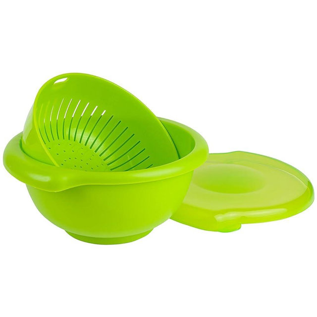 Hutzler 3-in-1 Berry Bowl Keeper, Colander & Container, Keeps Berries Fresh Longer, 1 Quart Capacity (Green)