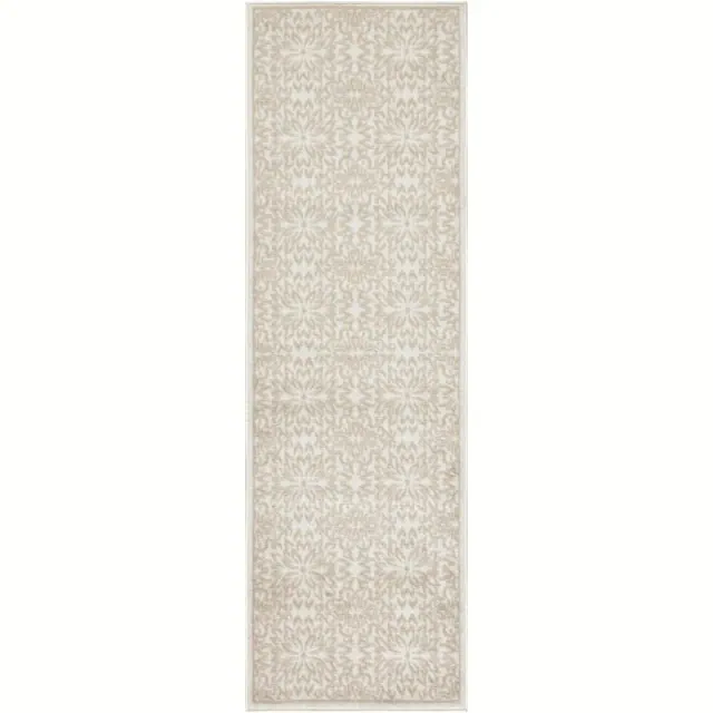 Nourison Jubilant Floral Transitional Indoor Runner Rug Ivory Beige 2' x 6'