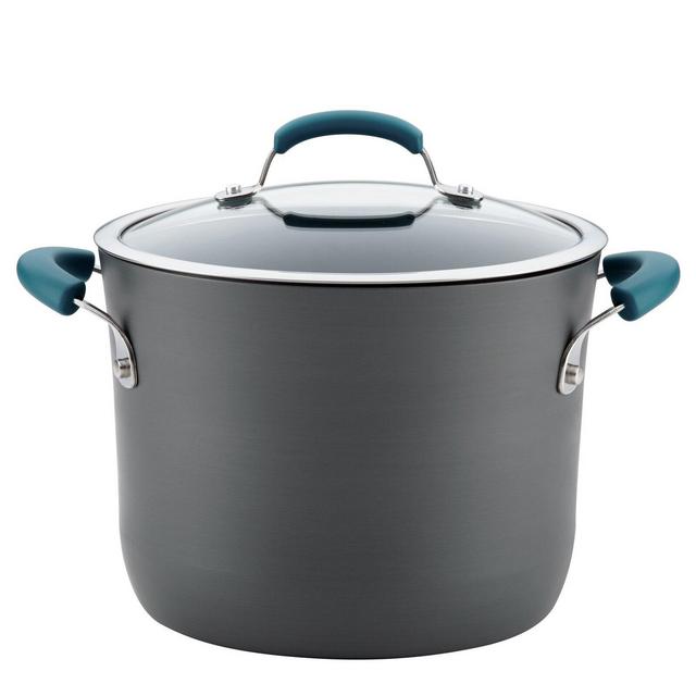 Rachael Ray 8 qt. Non-Stick Covered Hard-Anodized Aluminum Stock Pot