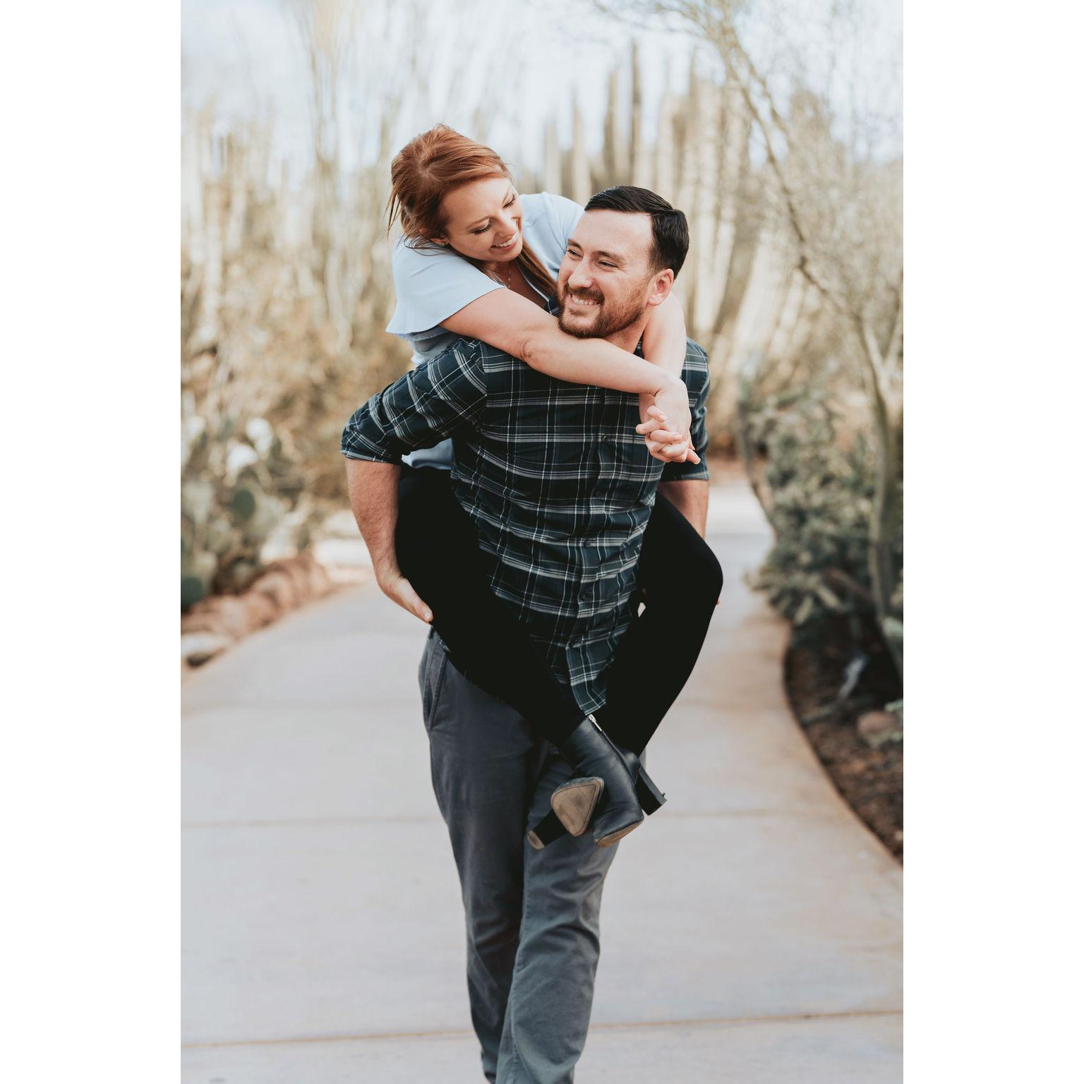 Engagement photos at the Desert Botanical Gardens
