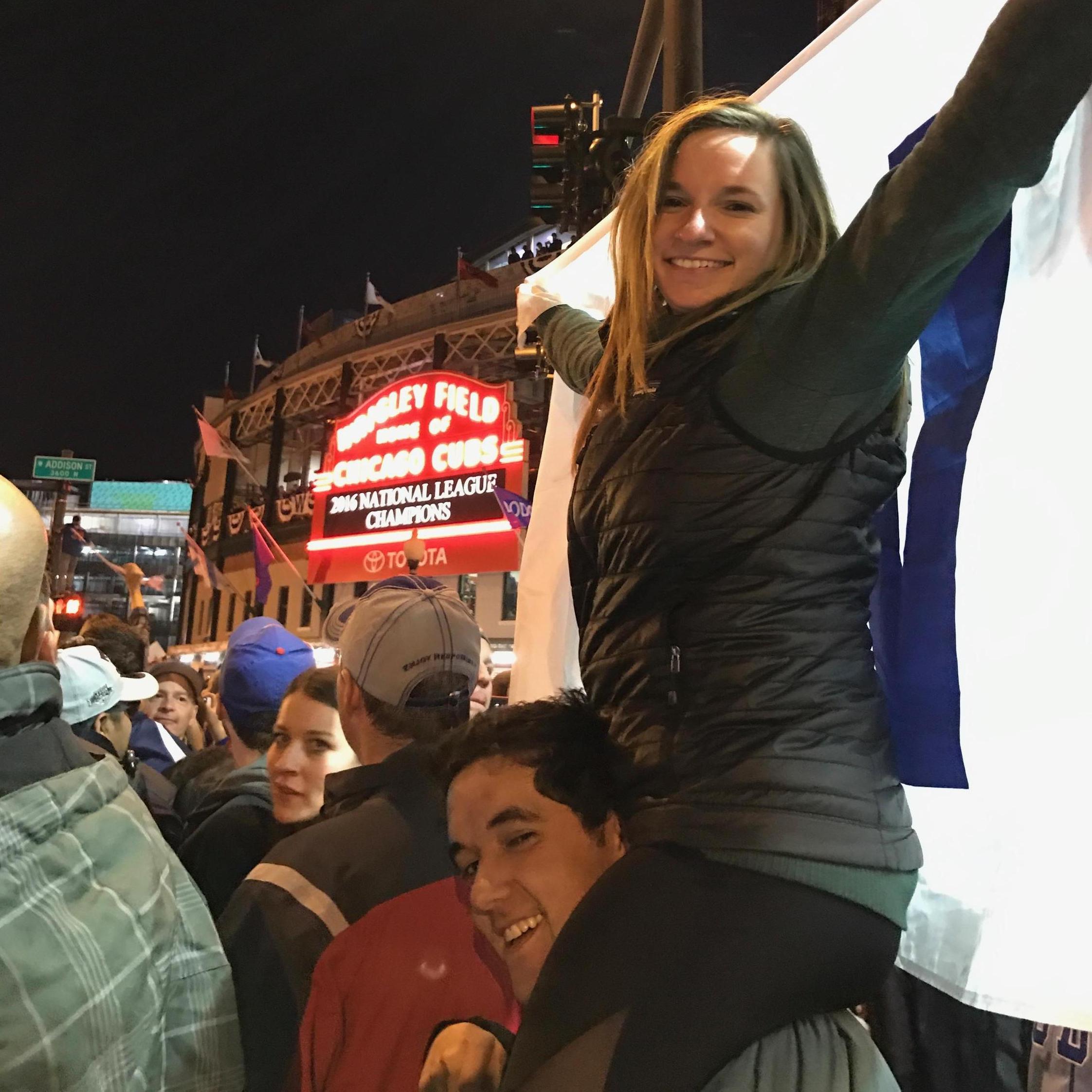 Celebrating the National League Championship in Wrigleyville, October, 2016