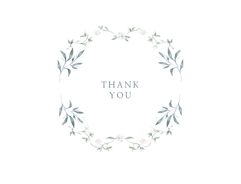 Verdure Wreath | Deep Blue Spruce | Zola Thank You Cards
