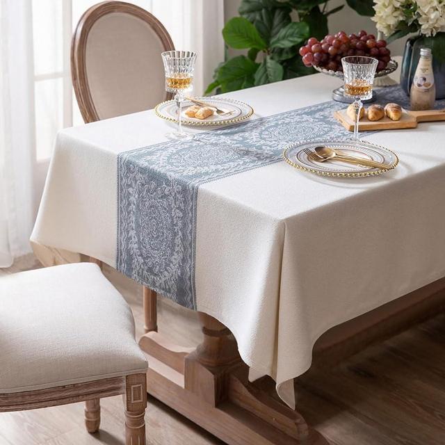 IVAPUPU Rectangle Tablecloth 60x84 inch Table Cloth Linen Wrinkle Free Tablecloths Kitchen Dining Table Cover Tables Farmhouse Holiday Camping