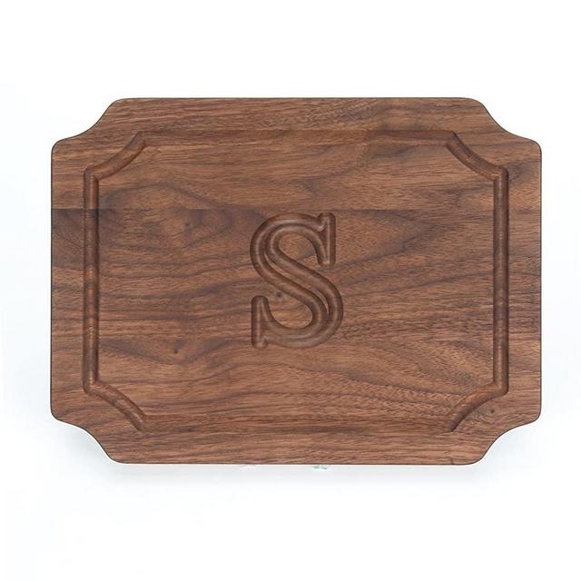 BigWood Boards W300-S Cutting Board, Monogrammed Wedding Gift Cutting Board, Small Cheese Board, Walnut Wood Serving Tray, "S"