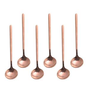 Espresso spoons 18/10 Stainless Steel,6-piece Vogue Mini Teaspoons set for Coffee Sugar Dessert Cake Ice Cream Soup Antipasto cappuccino,5 Inch frosted handle,by Pukka Home (Rose gold)